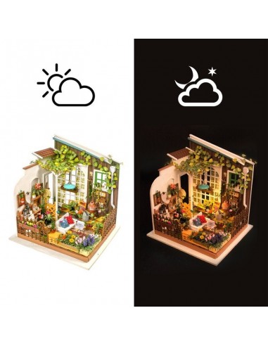 Maquette en bois - Maison miniature Le Jardin de Miller avec LED